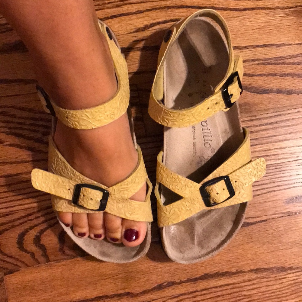 Birkenstock Mustard Embossed Sandals